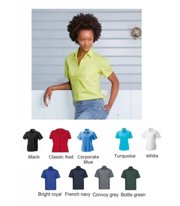 Russells 935F Ladies Short Sleeve Easy Care Poplin Shirt